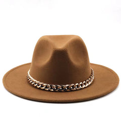 British Style Woolen Jazz Top Hat Big Brim Felt Sun Hat