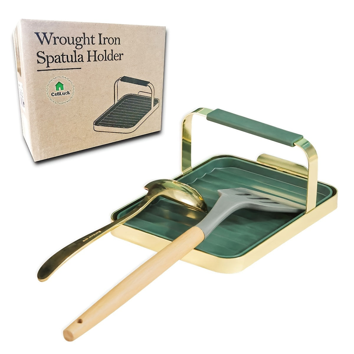 2 in 1 Iron Utensil Rest for Stove Top Spoon Rest