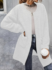 Women's Fluffy Winter Fur Coat with Crew Neck