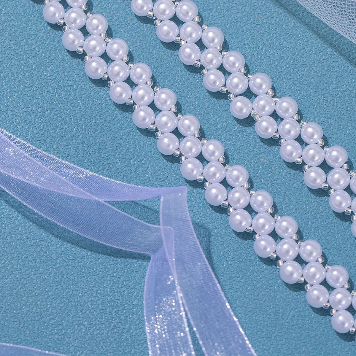 Faux Pearl Headband for Kids with Floating Ribbon