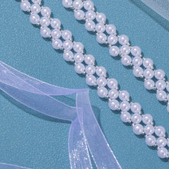 Faux Pearl Headband for Kids with Floating Ribbon