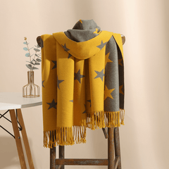 Two Star Fringe Trim Scarf