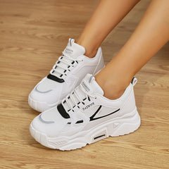 Women's Thick Sole Lace-up Chunky Sneakers Low Comfy Running Shoes