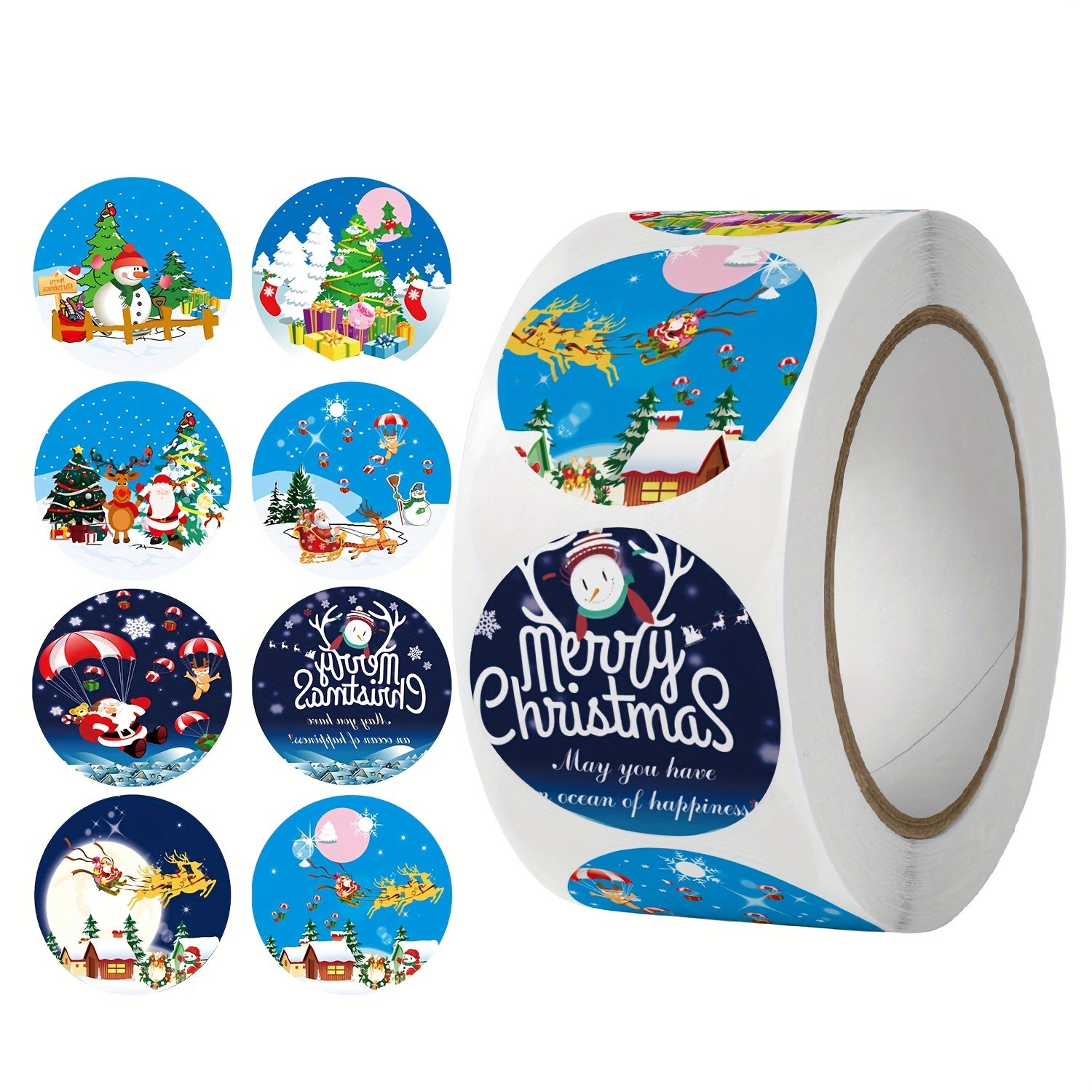 500pcs Christmas Gift Stickers 2.54 Cm Cartoon Theme Praise Reward Label Box Set
