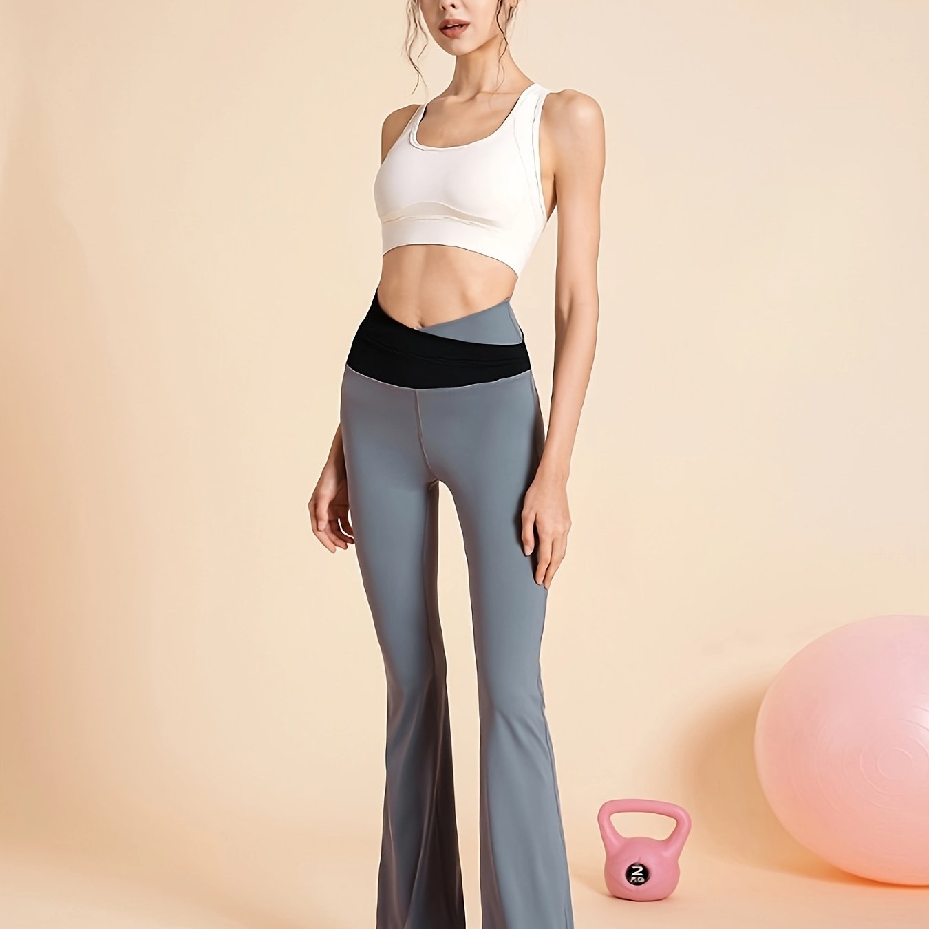 High Waist Bell Bottom Yoga Pants for Women - Activewear
