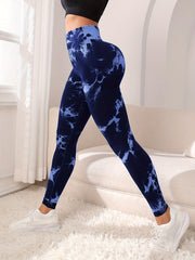 Tie Dye High Stretch Yoga Pants Running Workout Fitness Sports Tight Pants