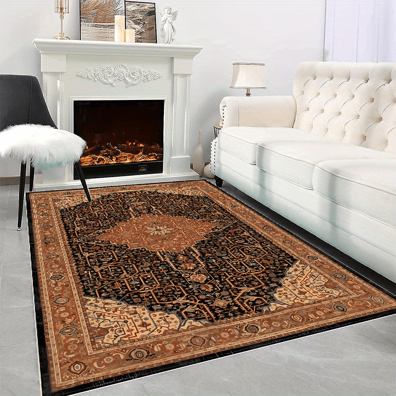 Bohemian Orange Pattern Area Carpet - Washable Non-Slip