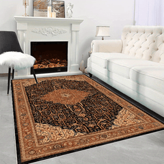 Bohemian Orange Pattern Area Carpet - Washable Non-Slip