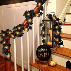 Maple Leaf Garland 20 LED Orange Lights Halloween Fall Home Decor 173cm