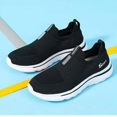 Thick Sole Breathable Running Shoes Comfortable Sneakers Slip On Woven Shoes