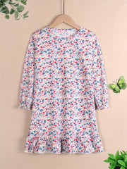 Girl's Cartoon Animal Print Nightgown Long Sleeve Nightdress