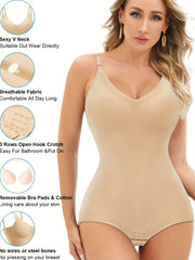 Full Body Shapewear V Neck Jumpsuit Tummy Control Bodysuit