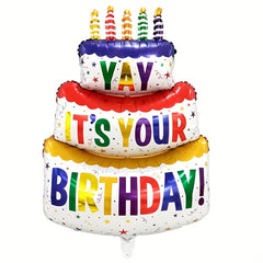 Colorful Candle Cake Aluminum Balloon Birthday Decoration