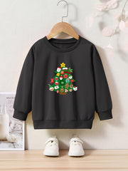 Christmas Tree Graphic Crew Neck Long Sleeve Sweatshirt Kids Clothes