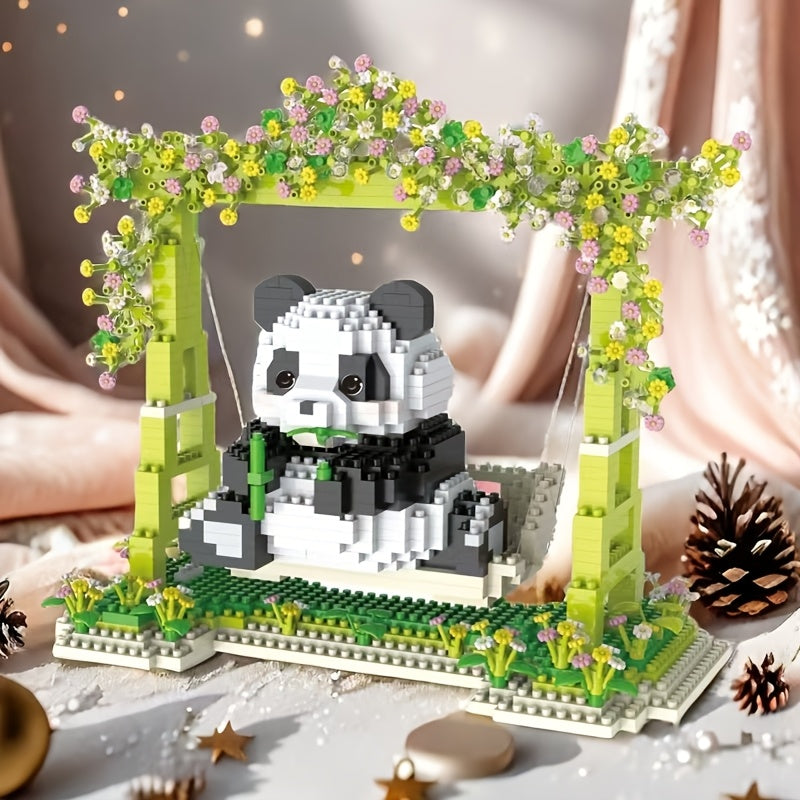 1008pcs Panda Swing Building Blocks Animal & Plant Themed Movie Inspired Decor