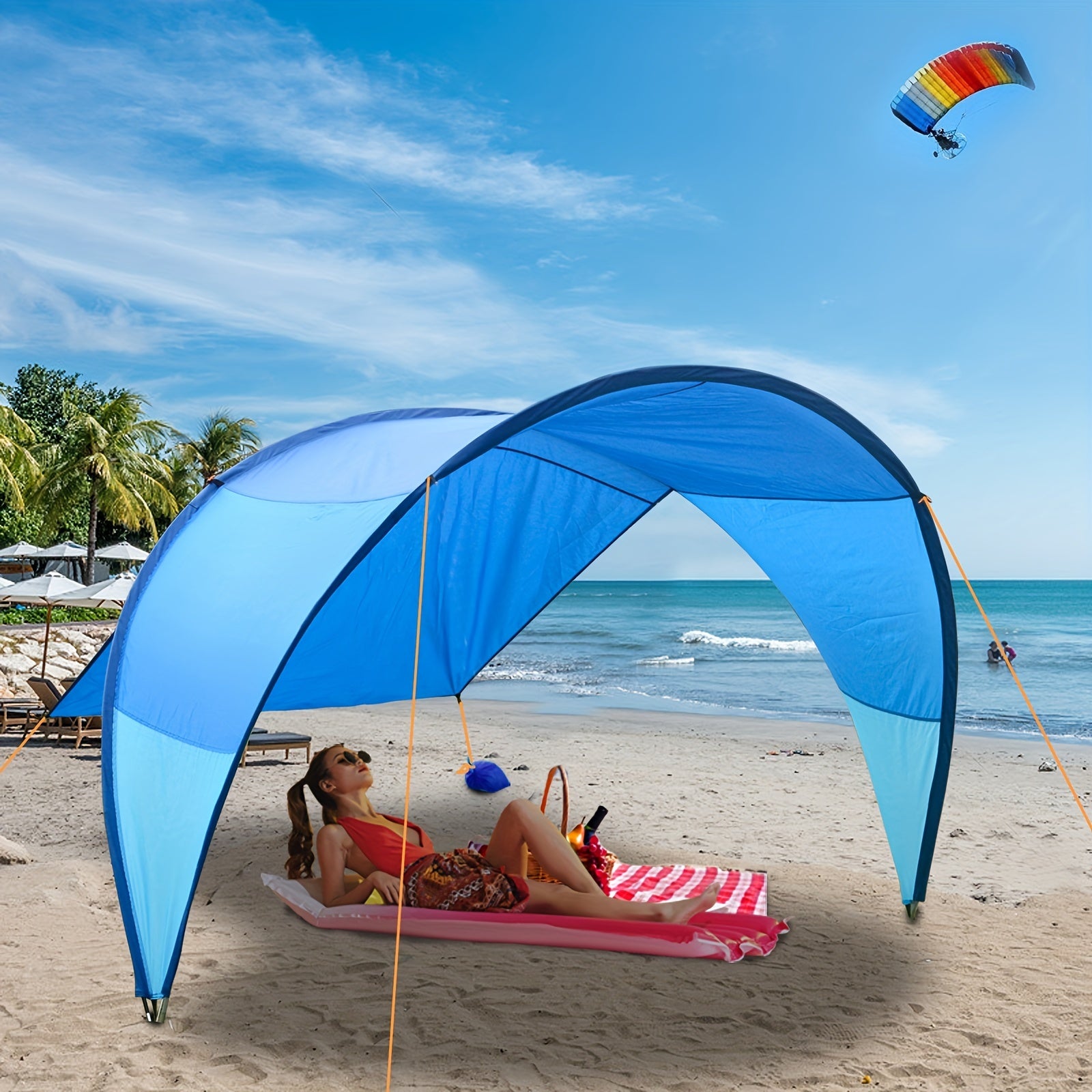 Large Beach Tent 4-6 Adults UV Protection Sun Shelter Camping Picnics Outdoor