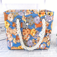 Cartoon Print Bath Basket Portable Storage Bag Travel Organizer