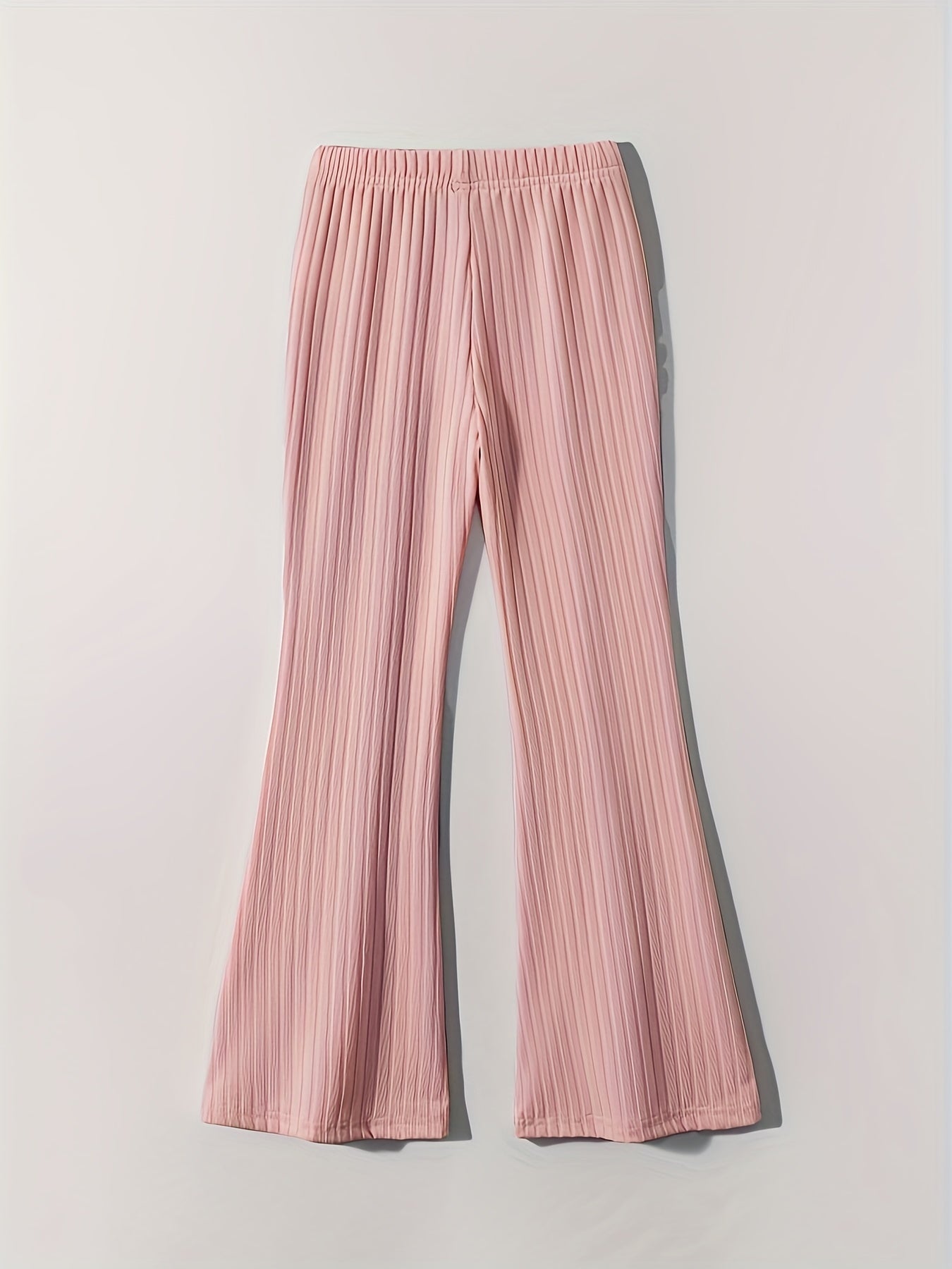 Girls' Stretchy Ribbed Knit Flare Pants Elastic Waist