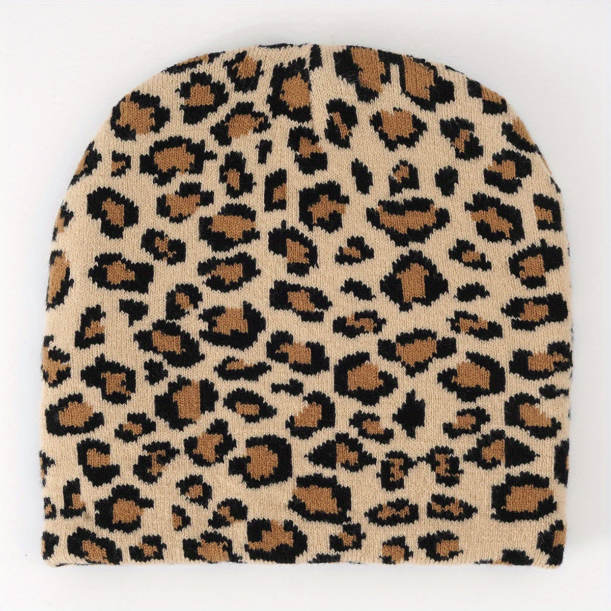 Leopard Jacquard Beanie Y2K Unisex Warm Hat Hip Hop Ski Hats Vintage Beanies