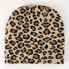 Leopard Jacquard Beanie Y2K Unisex Warm Hat Hip Hop Ski Hats Vintage Beanies