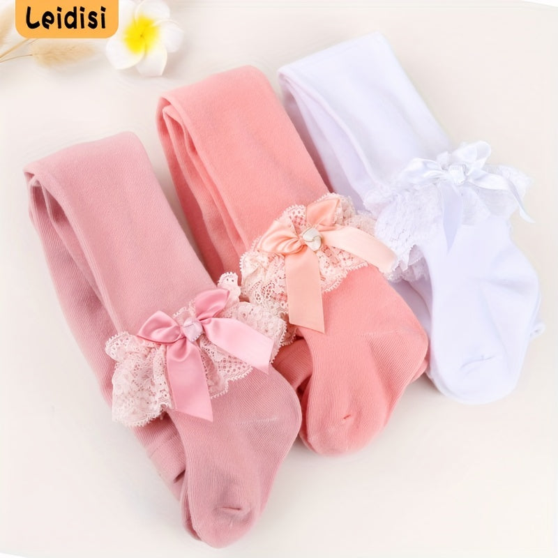 Baby Kids Lace Bow Princess Pantyhose Tights Girls Dress Stocking