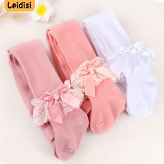 Baby Kids Lace Bow Princess Pantyhose Tights Girls Dress Stocking