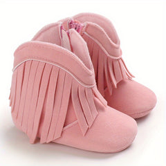 Baby Girls Tassels Warm High Top Boots Non slip Soft Thick Crib Shoes
