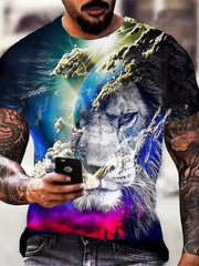 Men's Colorful Lion Graphic T Shirt 3D Print Active Stretch Tee