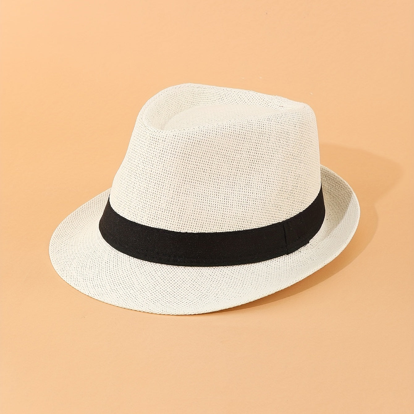 Rolled Brim Jazz Sun Hat Beige Top Hat Hollow Out Straw Hat