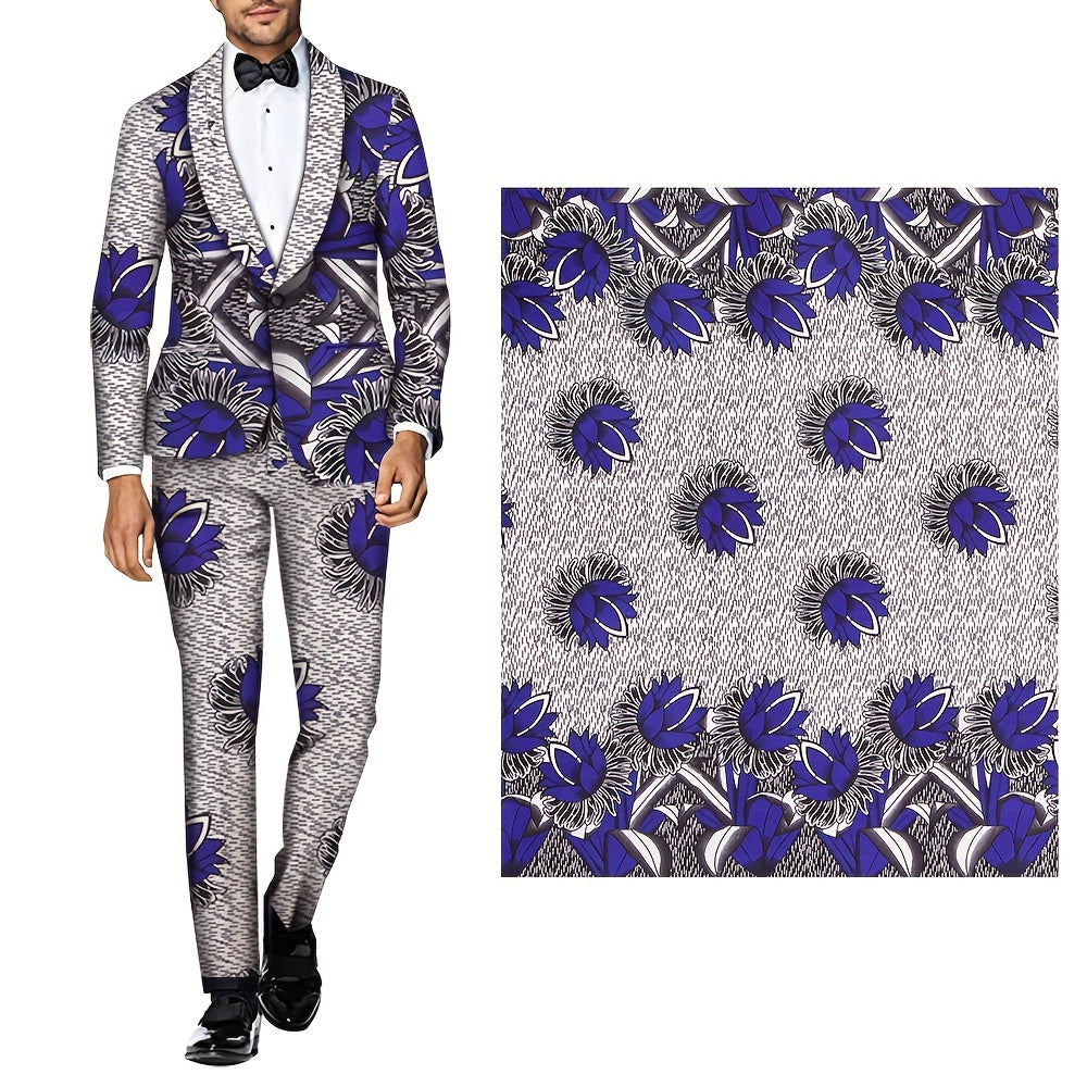 African Wax Dye Fabric Pastel Purple Polyester Material Double Layer