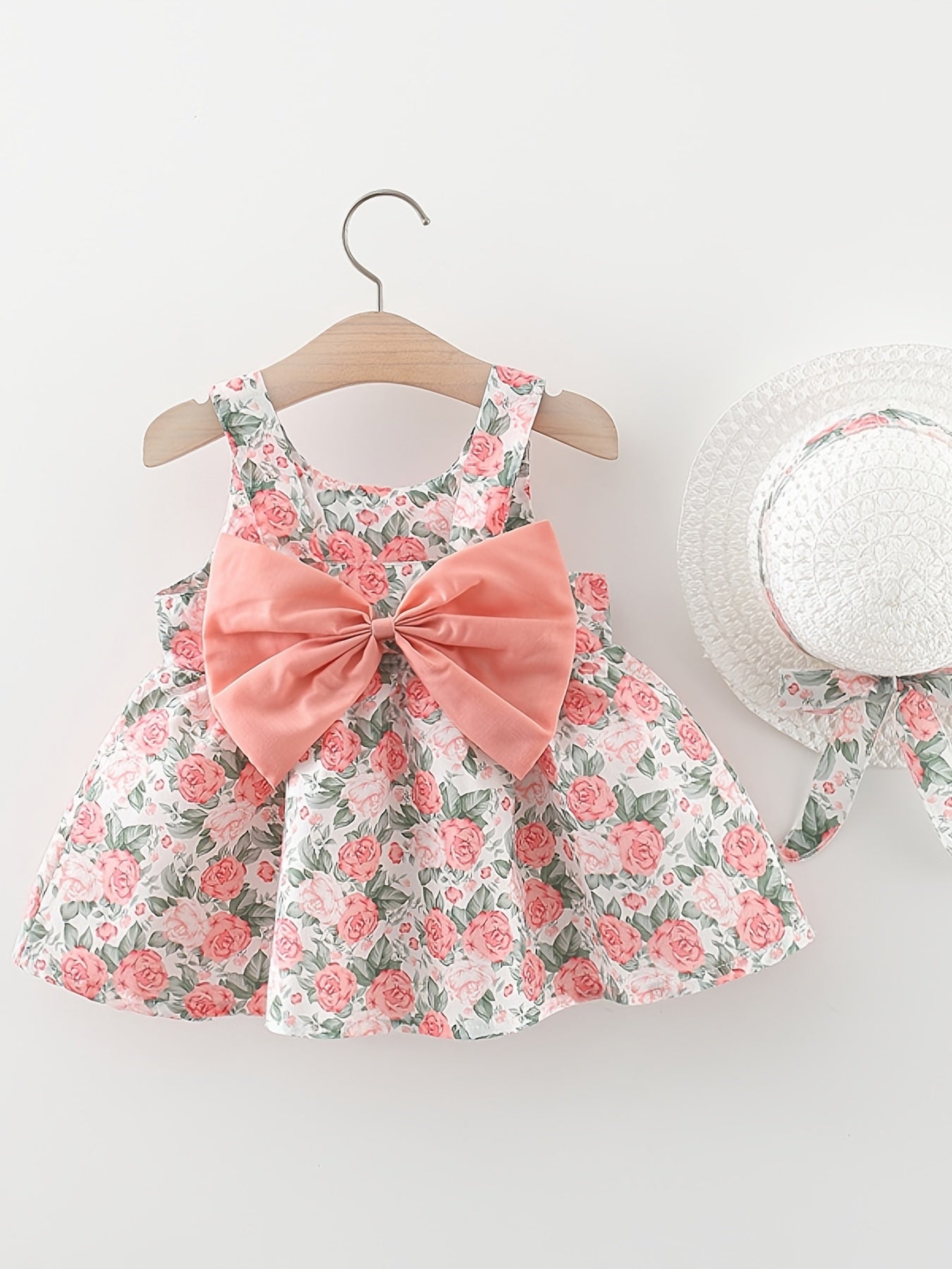 Baby Girls Floral Bowknot Sleeveless Dress Princess Dresses Soft Comfortable