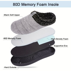 Men's Warm Slip On Slippers Fleece Indoor Walking Shoes