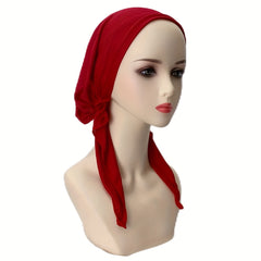 Pleated Casual Head Wraps Solid Turban Bonnet Elastic Chemo Cap Headwear