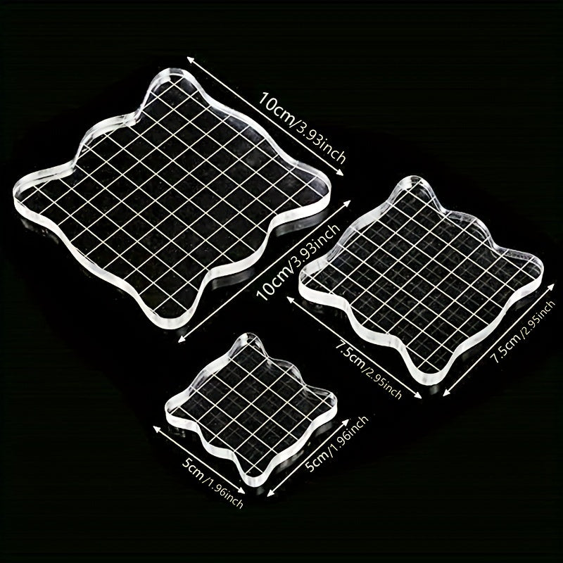 3pcs Acrylic Clear Stamp Blocks Set - DIY Scrapbooking Tools
