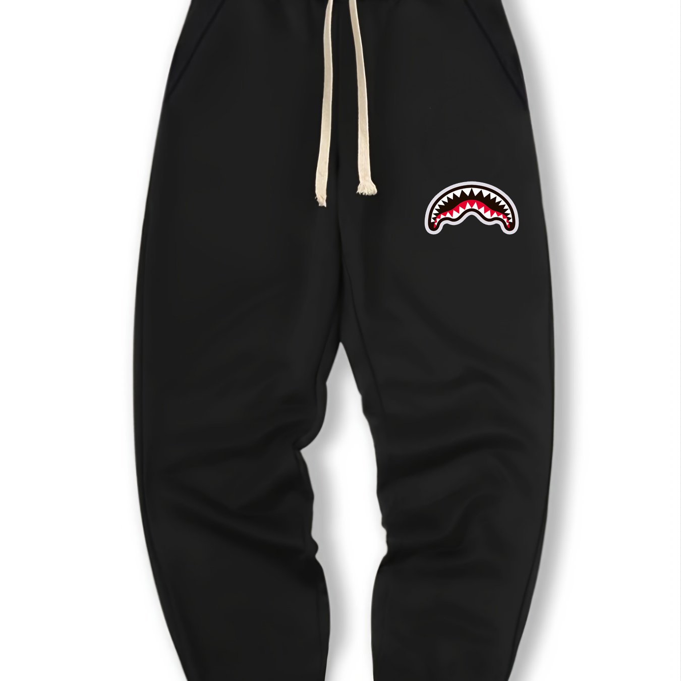 Shark Mouth Print Men's Drawstring Pocket Sweatpants