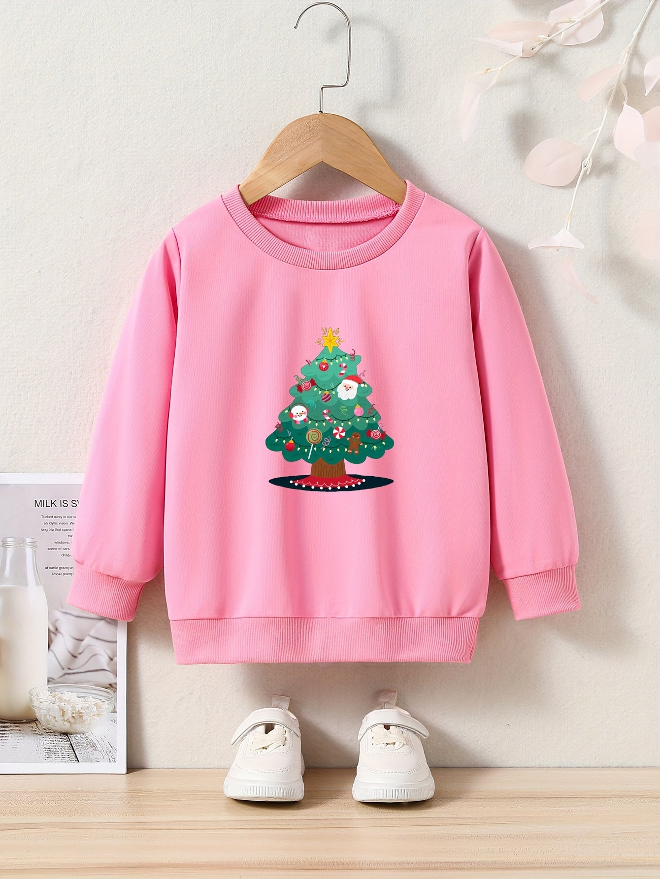 Cartoon Christmas Tree Long Sleeve Sweatshirt Kids Clothes Christmas Gift