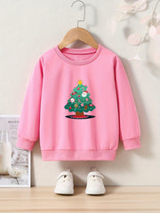 Cartoon Christmas Tree Long Sleeve Sweatshirt Kids Clothes Christmas Gift