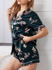 Floral Print Pajamas Set Short Sleeve Top & Shorts