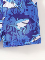 Boys Cartoon Shark Swimming Trunks Beach Vacation Kids Summer Clothes