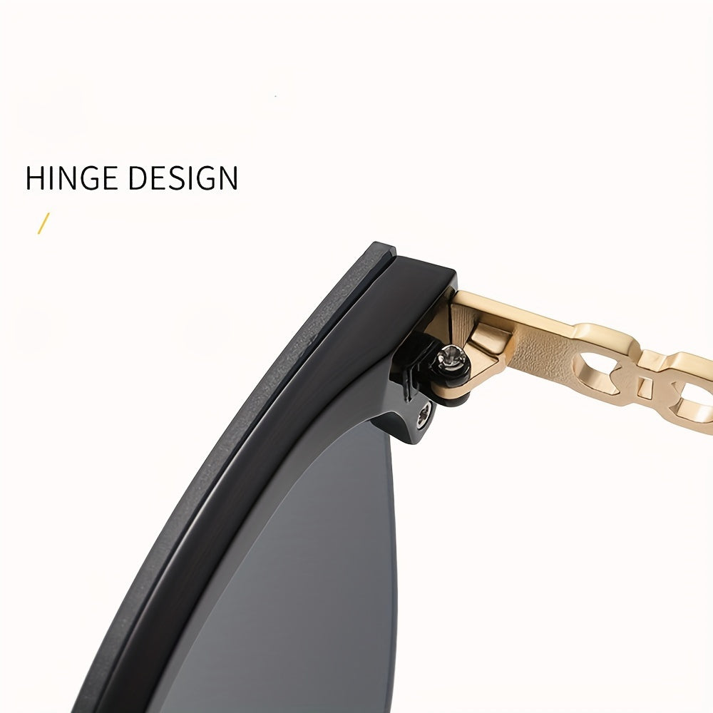 Men's Vintage Half Frame Metal Sunglasses UV400 with Case & Cloth