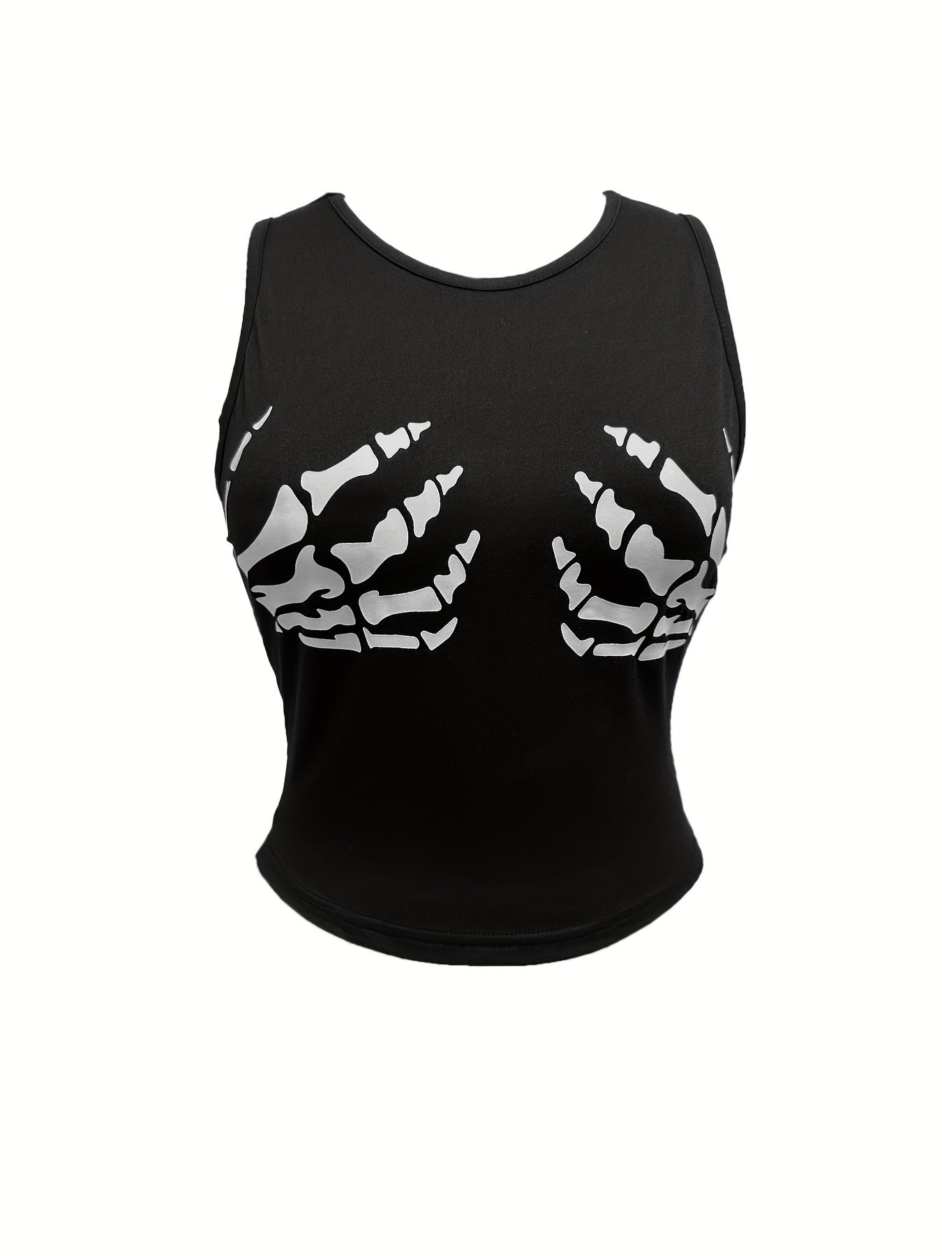 Skeleton Hand Print Tank Top Sleeveless Summer Top