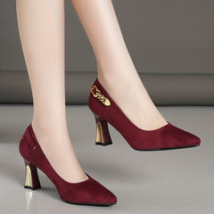 Chain Decor High Heels Point Toe Pumps