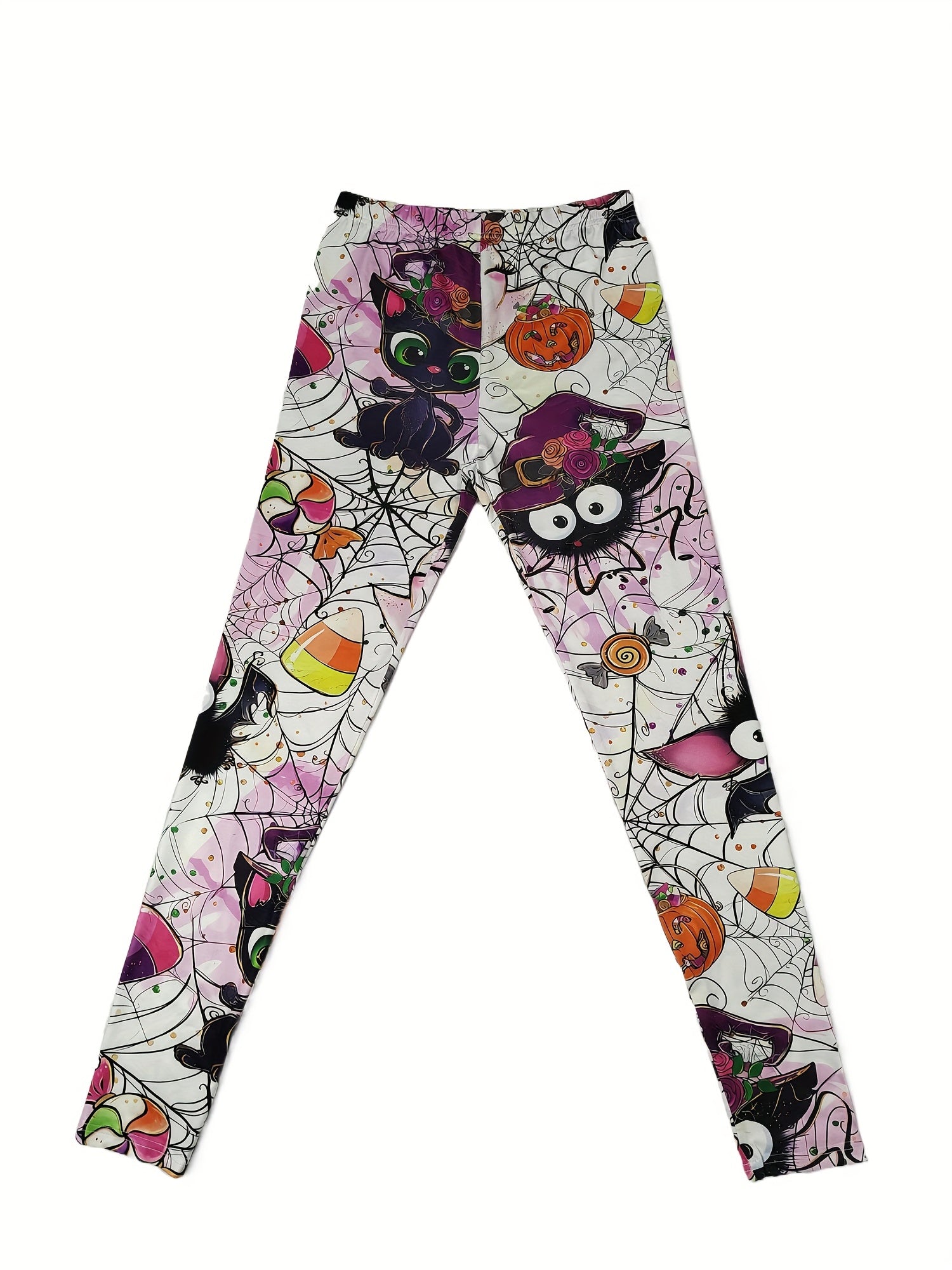 Halloween Graphic Print Skinny Leggings Stretchy Women's Clothing