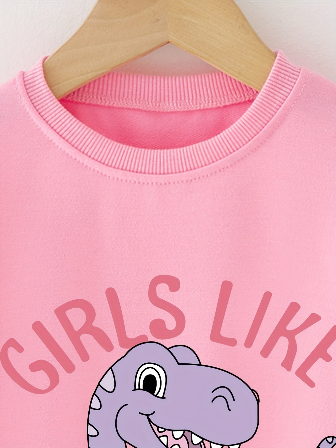 Girls Purple Dinosaur Print Sweatshirt Top for Casual Outfit