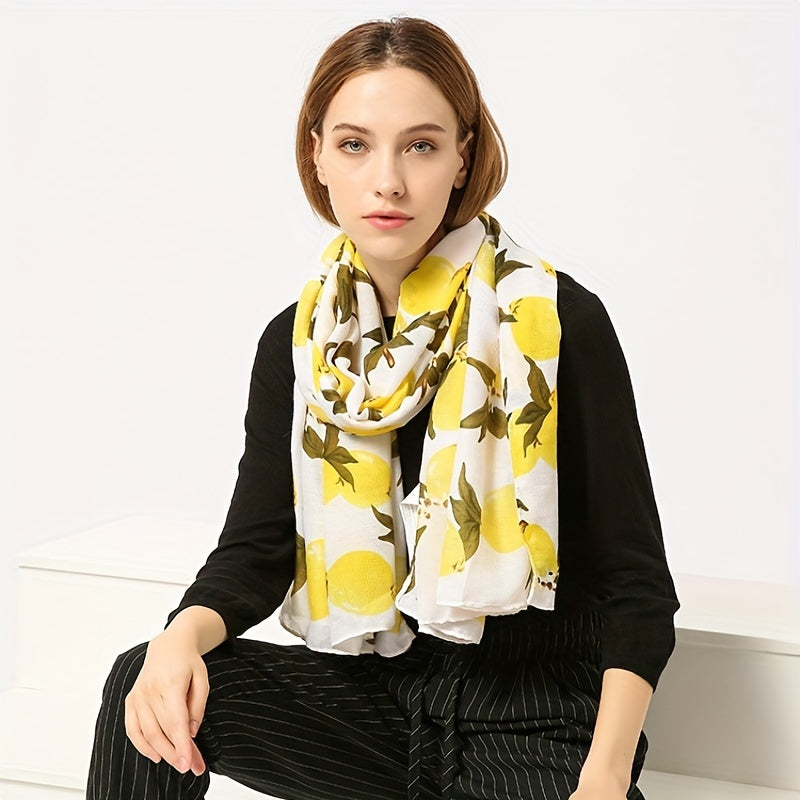 Lemon Print Scarf Boho Shawl Bandana