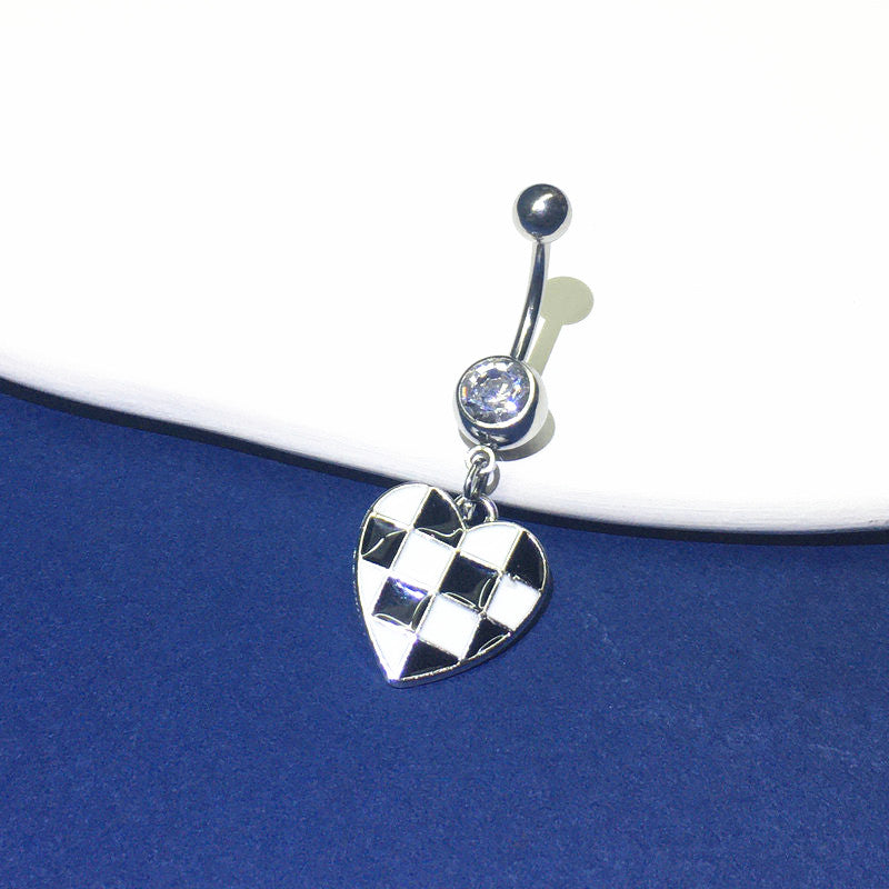 Plaid Heart Navel Belly Ring