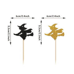 12pcs Halloween Witch Cake Topper for Kids Birthday Cake Decor