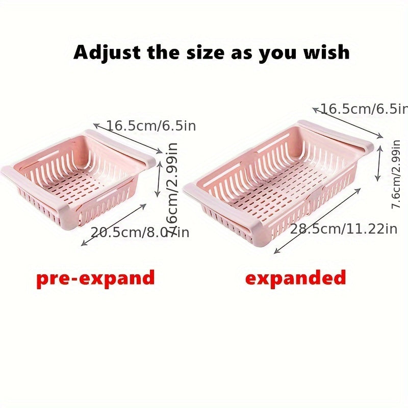 3pcs Expandable Fridge Storage Basket Crisper Egg Spice Drawer Organizer