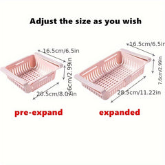 3pcs Expandable Fridge Storage Basket Crisper Egg Spice Drawer Organizer