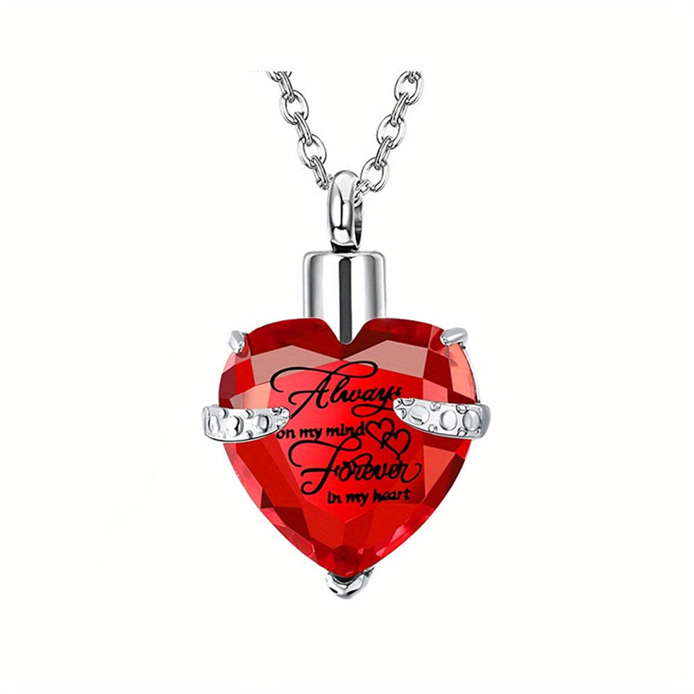 Pet Ashes Memorial Jewelry Heart Shaped Birthstone Cremation Urn Necklace